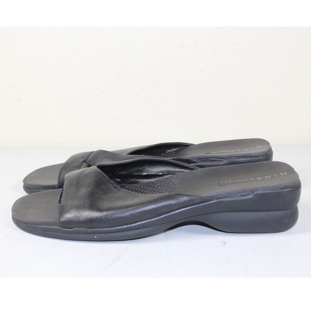 VTG 90's  Nine & Co Leather Slip on Sandals Black Womens 11